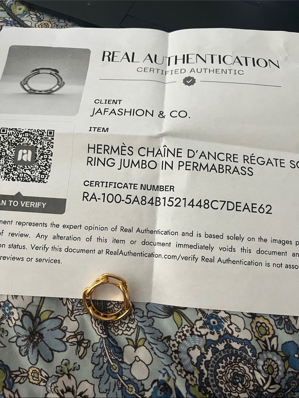 Hermes Chaine D'ancre Lucade Legato Scarf Ring Closure - Picture 3 of 5